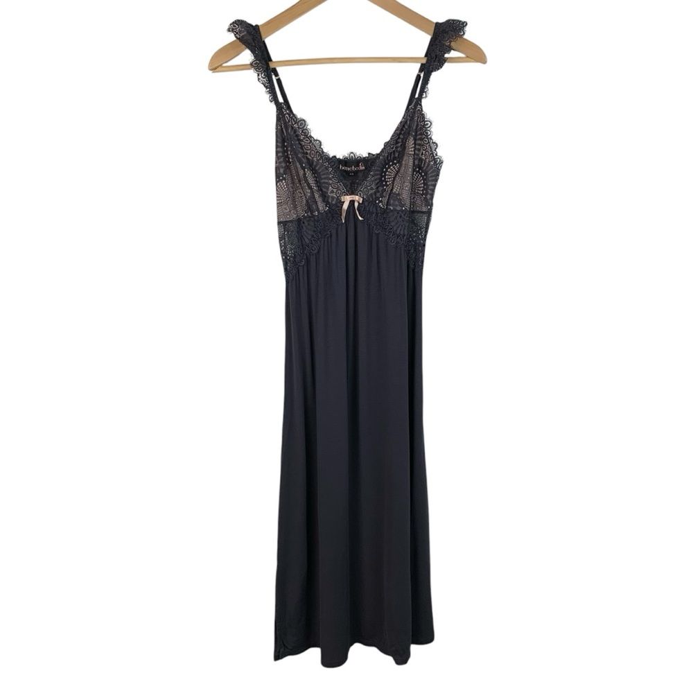 Homebodii Women’s Gray Petra Tencel Nightie Lace Nightgown Size Xsmall